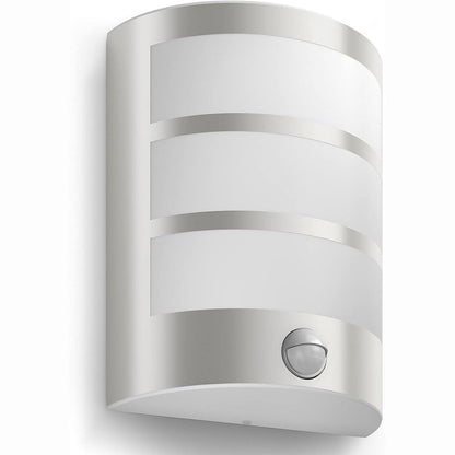 213317 - PHILIPS Dritë muri LED për jashtë, me sensor lëvizjeje, 6 W, çelik inox