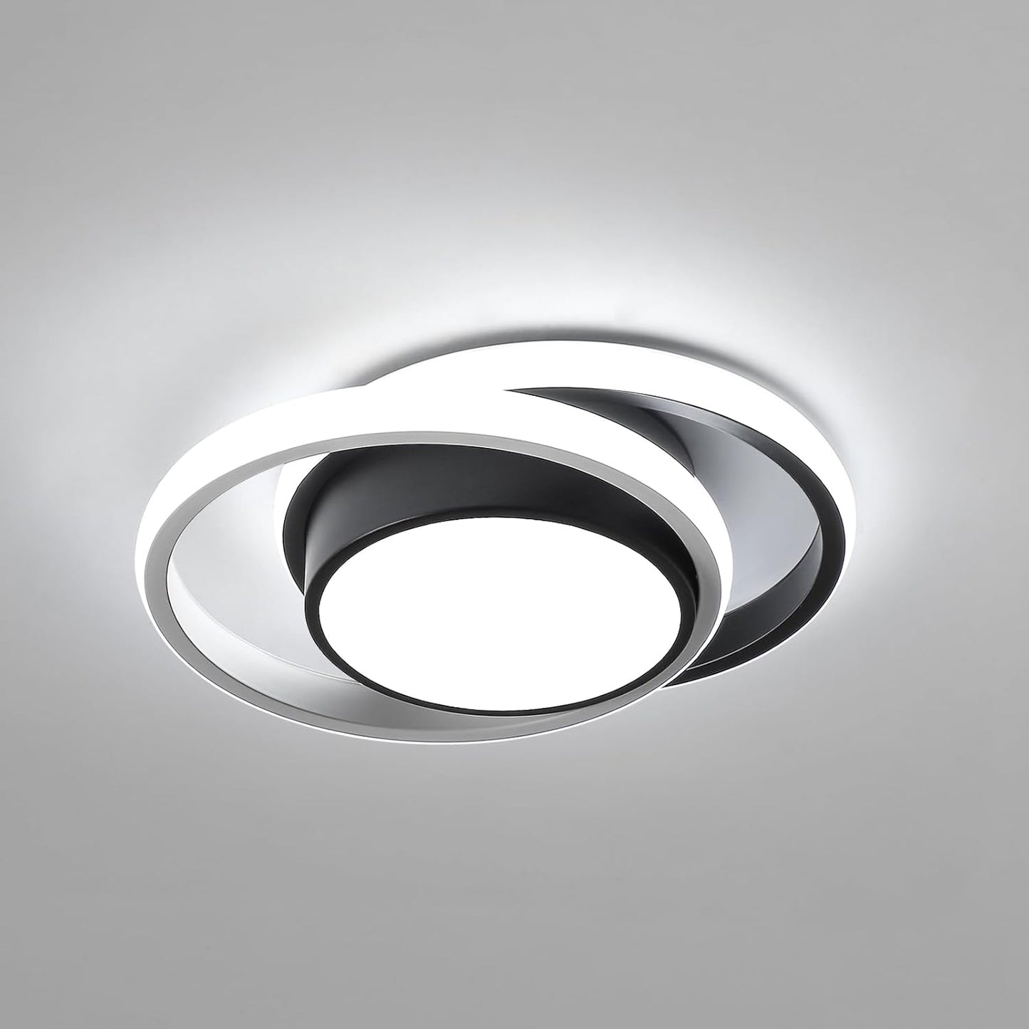 222108 - Dritë tavani LED 32W, llambë tavani e rrumbullakët, gjatësi 28 cm, e zezë + e bardhë, ndriçues modern për korridor, dhomë gjumi, banjo, kuzhinë, dhomë ndenjeje, e bardhë e ftohtë 6500K