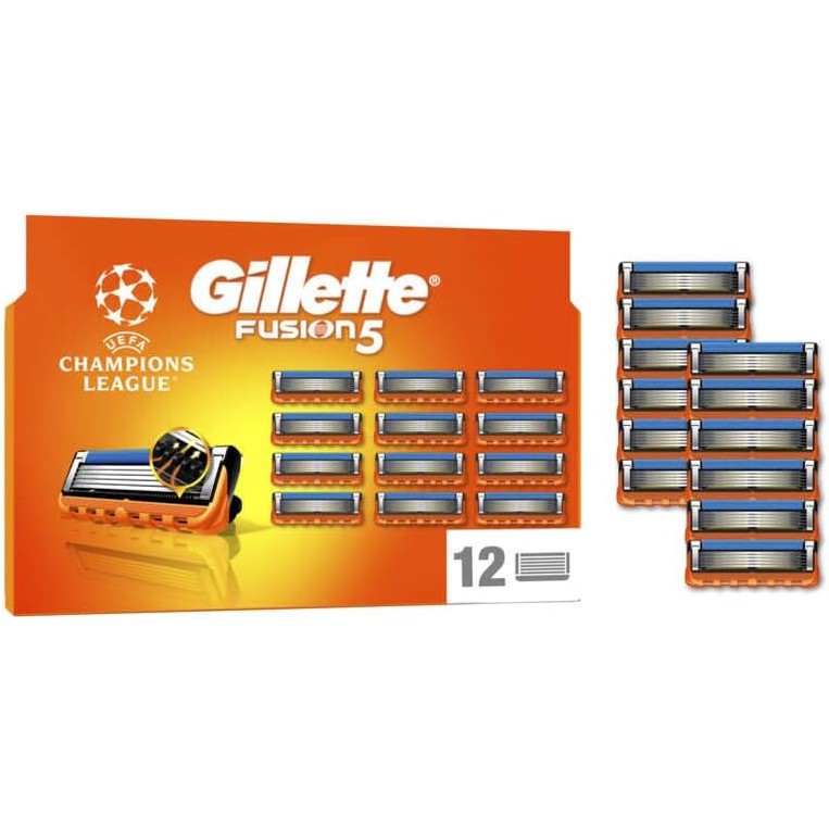 275283 - GILLETTE Brisqe rroje Fusion me 5 për meshkuj, pako me 12 copë, çelik inox, 1 mbushje që zgjat deri në 20 rruajtje