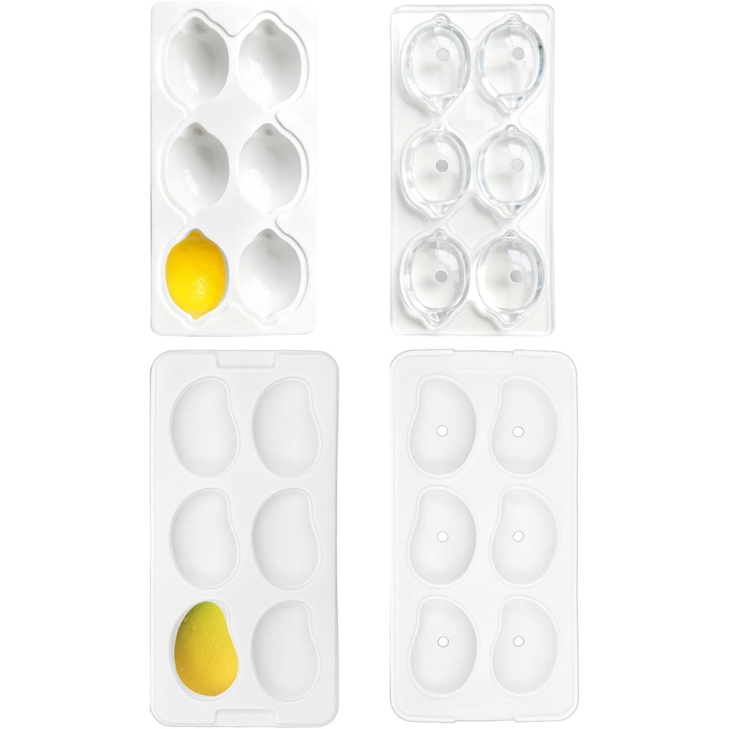 253639 - Forma për pjekje prej silikoni, 1 copë, me 6 vrima për mango me kapak; 1 copë, me 6 vrima për limon; forma silikoni; jo-ngjitëse; praktike