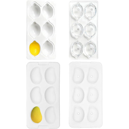 253639 - Forma për pjekje prej silikoni, 1 copë, me 6 vrima për mango me kapak; 1 copë, me 6 vrima për limon; forma silikoni; jo-ngjitëse; praktike