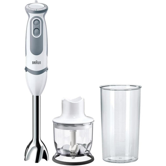 162322 - BRAUN Minipimer MQ5220WH, Blender MultiQuick5,  21 shpejtësi, 1000W, teknologji gjermane, dorezë ergonomike, e pajisur me prerës 350ml dhe gotë 600ml, 2 aksesorë