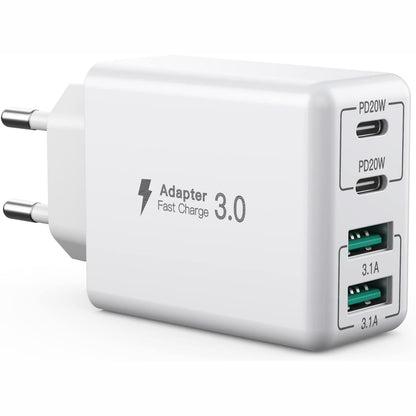 267259 - Karikues USB-C, bllok karikimi 40W me 4 porta, bllok karikimi të shpejtë, Tipi C për iPhone 14/13/12/11/Pro Max/XS/XR/8/7/Samsung/Tablet