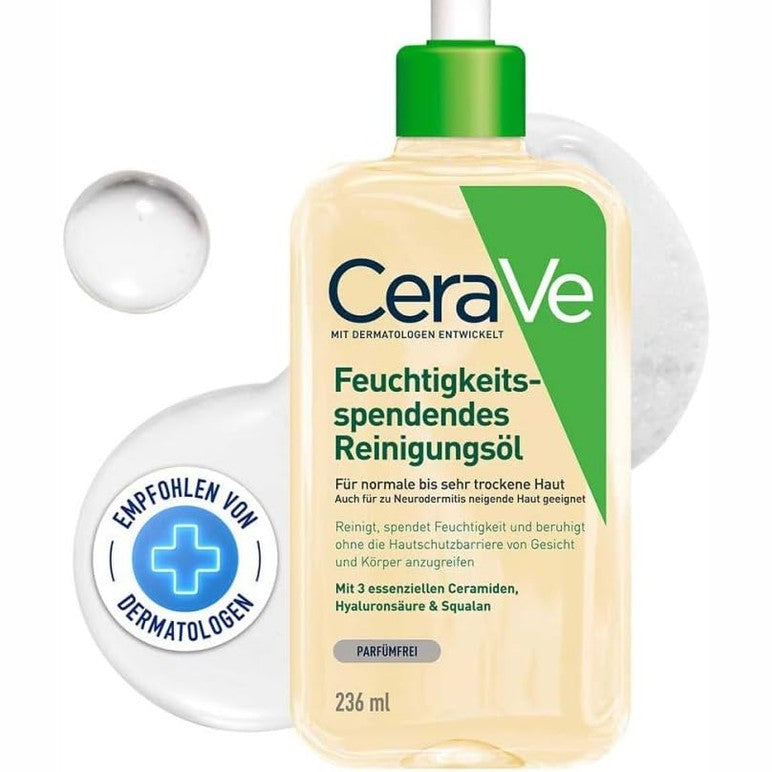 318548 - CERAVE - Pastrues me shkumë dhe vaj hidratues, 236 ml, për lëkurë normale deri shumë të thatë, i pasuruar me acid hialuronik