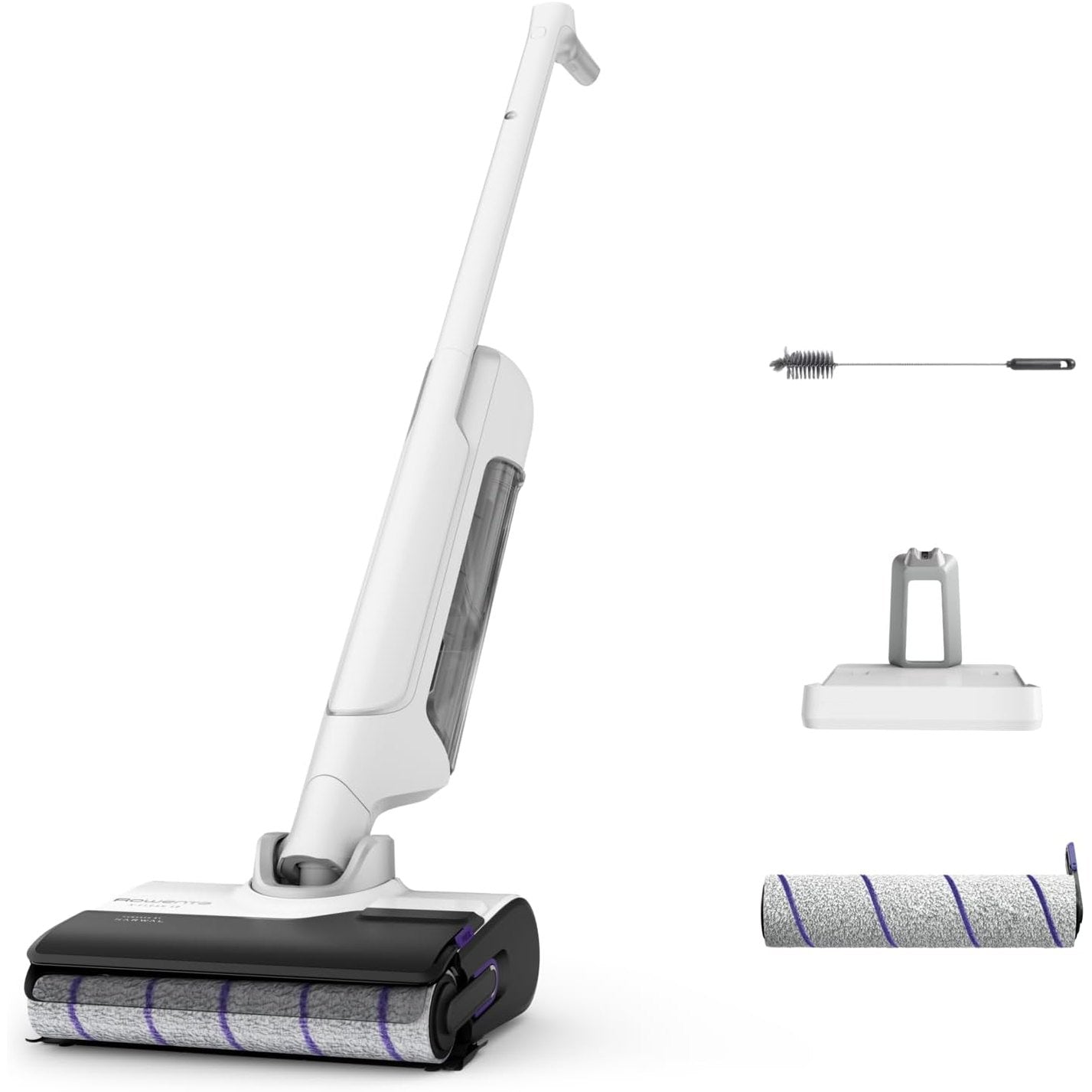 277325 - ROWENTA X-CLEAN 10, Fshesë me korrent dhe mop pa tel, Dizajn i sheshtë 180°, Vetëpastrim dhe tharje 65°C, Kohëzgjatje 60-minutëshe, Perfekte për njolla të vështira dhe qime kafshësh shtëpiake GZ7540WO, E bardhë