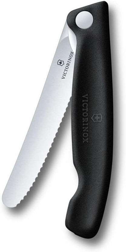 246392 - VICTORINOX Thikë pikniku e palosshme për ecje në natyrë, fruta, perime, bukë të thekur, salçiçe, teh i dhëmbëzuar, e zezë