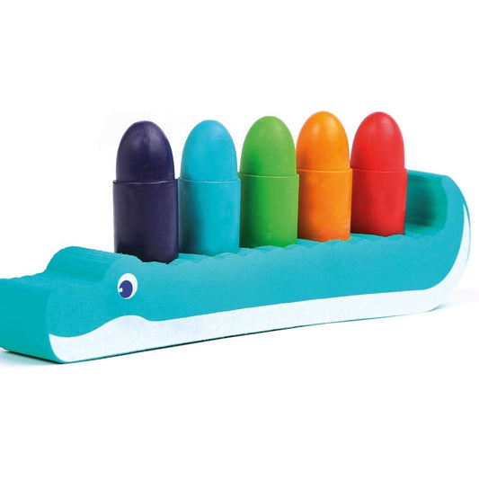 47891 - LUDI - Set 5 Lapsa për Vizatim në Banjë, Material i Ngurtë dhe i Papërshkueshëm nga Uji, Për Fëmijë nga 10 Muaj, Zhvillim i Aftësive Motorike dhe Imagjinatës, Përfshin Qëndrim