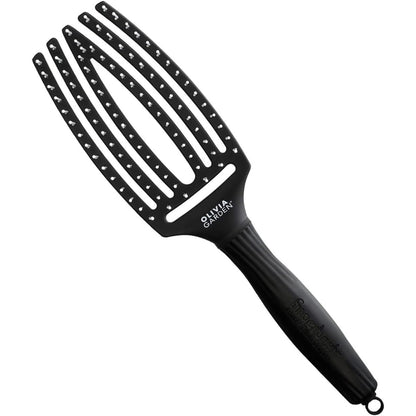 317764 - OLIVIA GARDEN - Furçë për Kujdes me Finger Brush Iconic - Madhësi Mesatare - E Zezë - Furçë me qime najloni për zbërthim dhe stilim