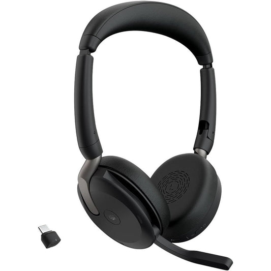 266041 - JABRA Evolve2 65 Flex - Kufje stereo Bluetooth me panel karikimi pa tel, teknologji Jabra ClearVoice, ANC hibride, të certifikuara për MS Teams, ngjyra e zezë