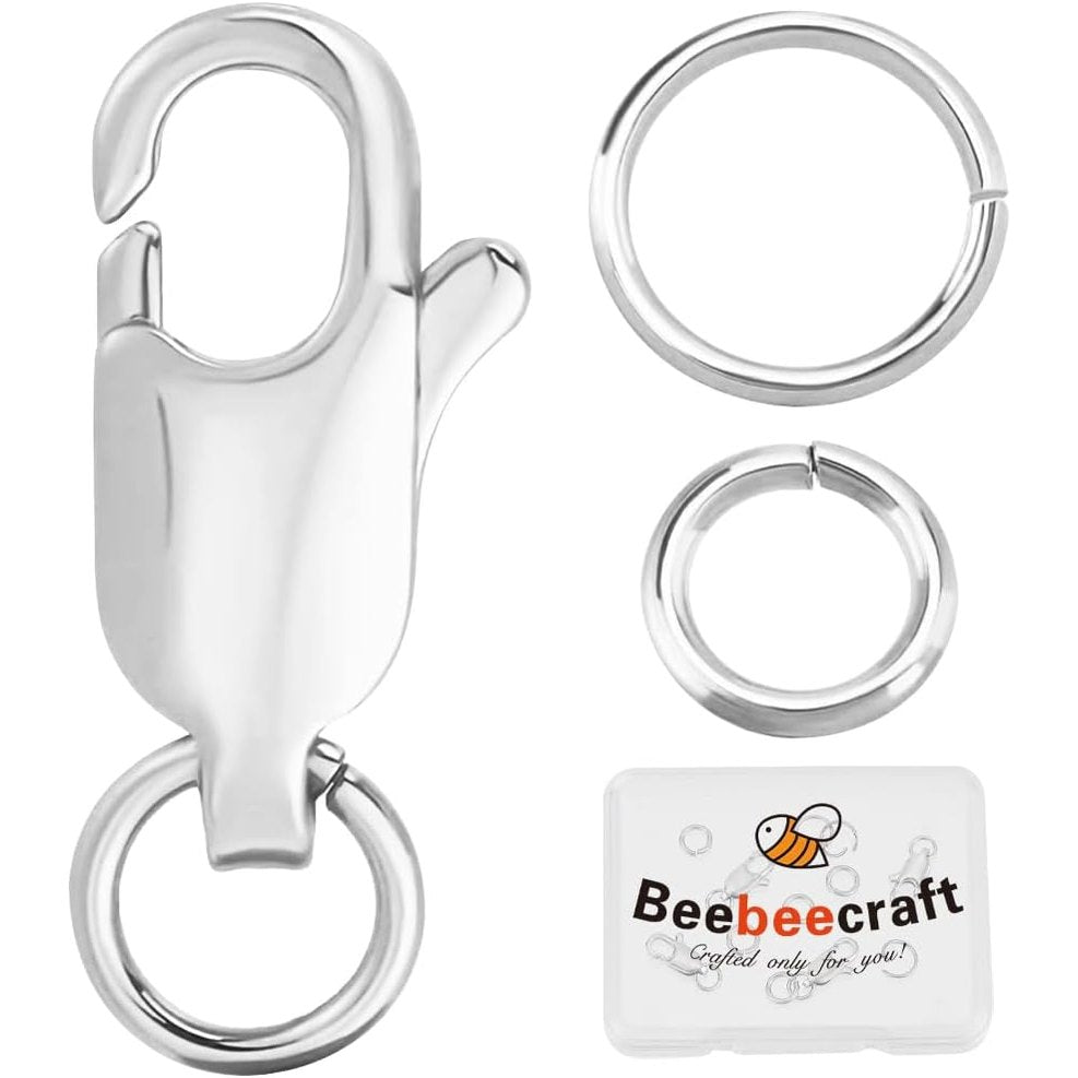 320693 - BEEBECRAFT 1 kuti me 6 Kapëse prej bronzi të veshura me platin, Formë karavidheje, Kapëse argjendi me unaza të hapura, 12 mm