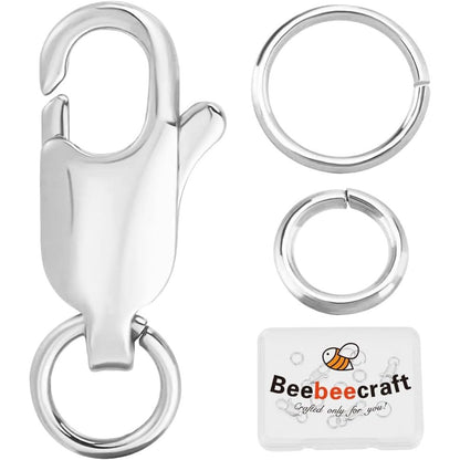 320693 - BEEBECRAFT 1 kuti me 6 Kapëse prej bronzi të veshura me platin, Formë karavidheje, Kapëse argjendi me unaza të hapura, 12 mm