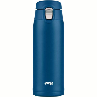 178609 - EMSA Filxhan Udhëtimi me Dritë, Termo/Izolues prej Çeliku Inox, Kapacitet 0.4L, Mban Pijet të Ngrohta për 8 Orë, të Ftohta për 16 Orë, 100% i Papërshkueshëm nga Rrjedhjet, i Sigurt për Lavastovilje, Mbyllje me Kapak të Palosshëm, Blu, 1 Copë.