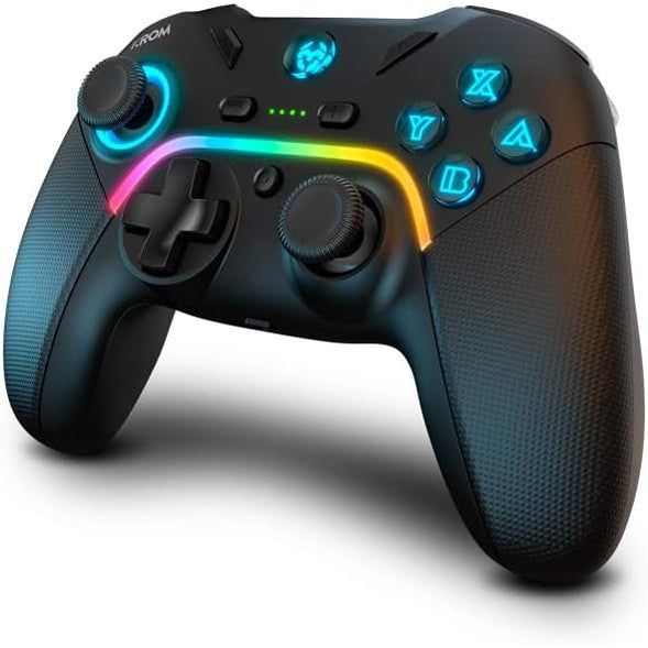 266554 - KROM KAYROS - Gamepad pa tel, i projektuar për gara, butona dhe makro të konfigurueshme, LED RGB, PC, SWITCH, ANDROID, IOS, mbështetje për smartphone, e zezë