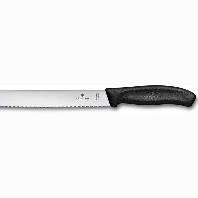 196078 - VICTORINOX Thikë Profesionale Buke Swiss Classic, Teh Ekstra i Mprehtë dhe i Dhëmbëzuar, 21 cm, Dorezë Plastike e Fortë, Çelik Inoks, E Zezë