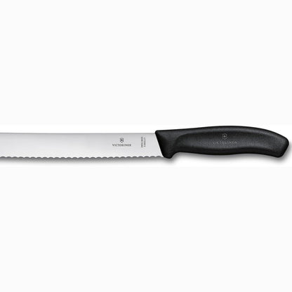 196078 - VICTORINOX Thikë Profesionale Buke Swiss Classic, Teh Ekstra i Mprehtë dhe i Dhëmbëzuar, 21 cm, Dorezë Plastike e Fortë, Çelik Inoks, E Zezë