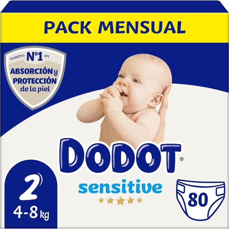 298195 - DODOT Pelena Baby Sensitive Madhësia 2, 80 pelena, [diapersNappyWeight]