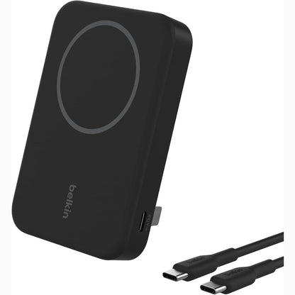 319493 - BELKIN Karikues pa tel BoostCharge Pro 8000mAh me Qi2, karkues portativ kompatibël me MagSafe, mbështetëse e integruar - i zi
