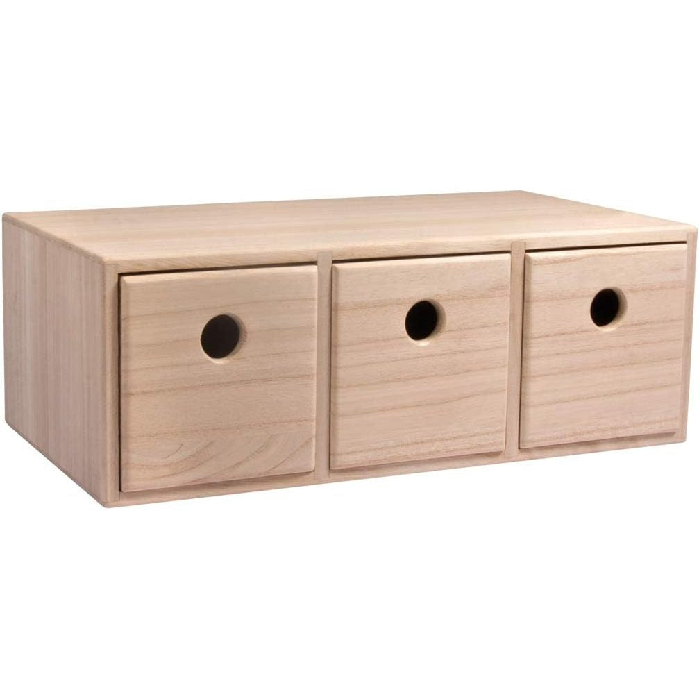 214811 - RAYHER Komodinë prej druri me 3 sirtarë, FSC 100 përqind, natyrale, 32 x 18 x 11.5 cm