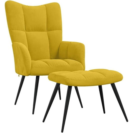 141479 - vidaXL Karrige relaksuese me tabure (stool), ngjyrë mustard yellow