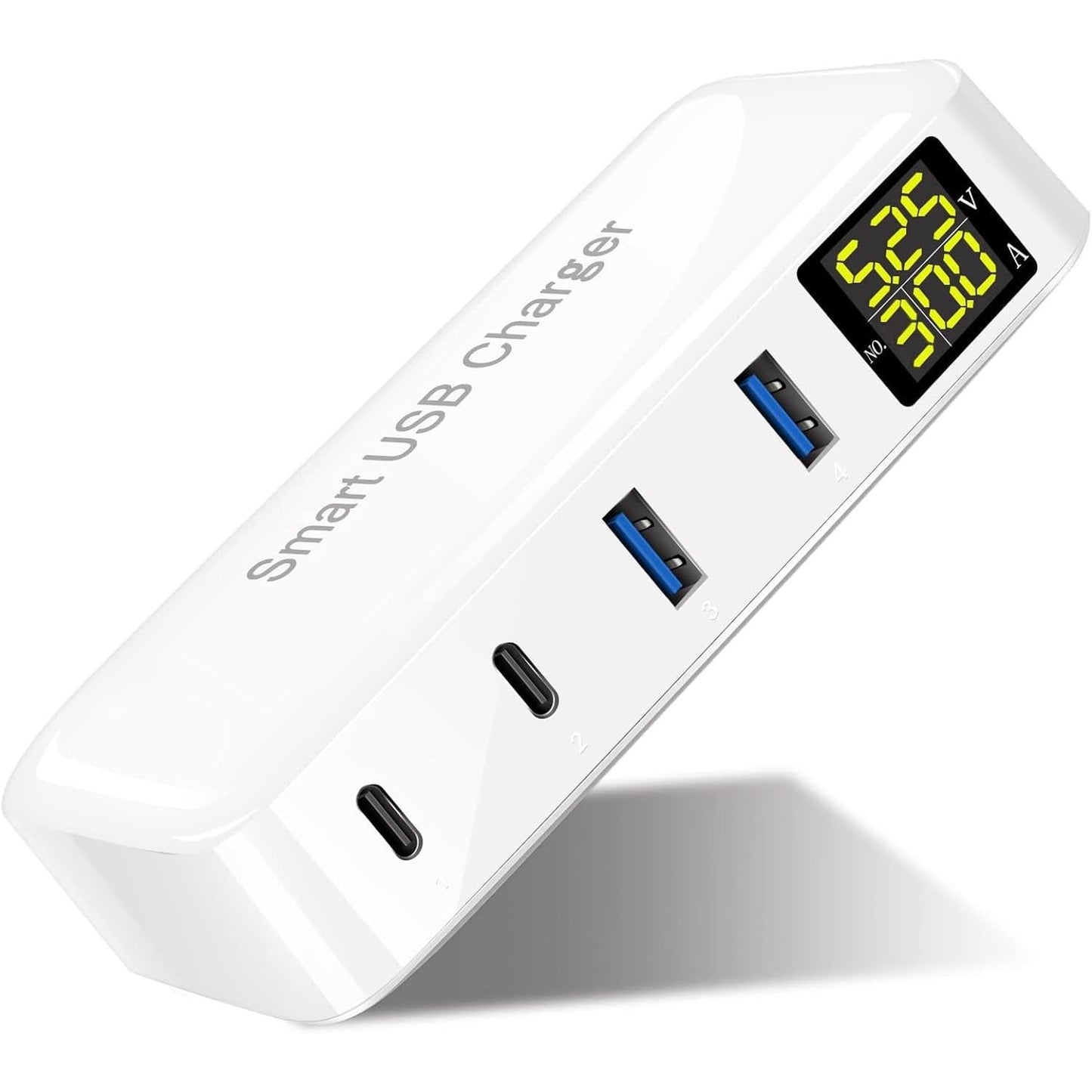 274007 - Karikues USB-C 70W, 4 porta, Karikim të shpejtë PD 20W me 2 porta, QC3.0 me 2 porta, Ekran LCD, për iPhone, iPad, Android, Samsung, laptopë