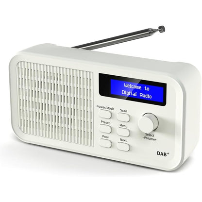 276673 - OiDiPi Radio Portative DAB, Radio DAB+ FM, me Ekran LCD, 15 Orë Kohëzgjatje, 40 Stacione të Paracaktuara, Prizë Kufjesh 3.5 mm (e Bardhë)