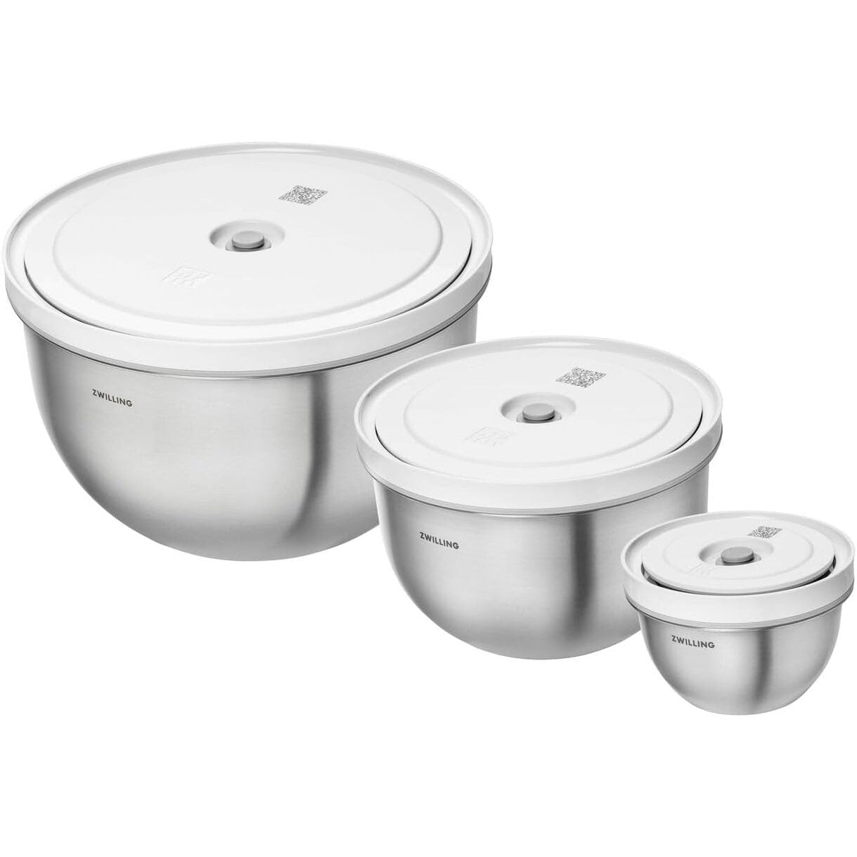 255270 - ZWILLING - Set me 6 tasa sallate të mbyllura me vakum Fresh and Save - 12-18-24 cm, Çelik Inoks, Argjend