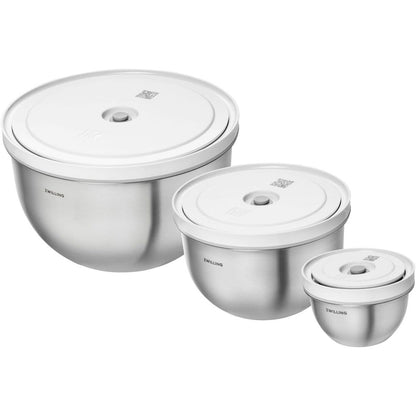 255270 - ZWILLING - Set me 6 tasa sallate të mbyllura me vakum Fresh and Save - 12-18-24 cm, Çelik Inoks, Argjend