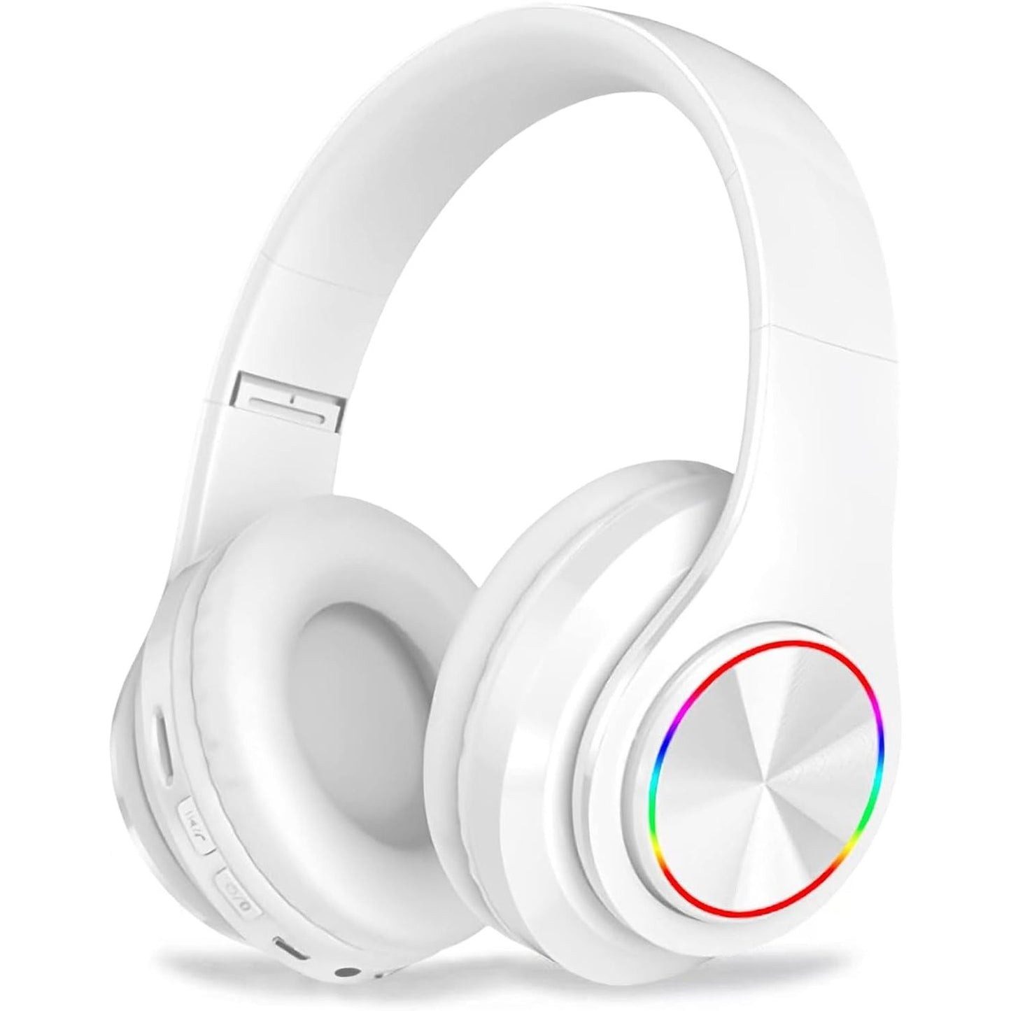 277062 - ZZOSRDR Kufje Bluetooth Mbi Vesh, Kufje Pa Tel të Lehta të Palosshme, me Mikrofon të Integruar, FM, SD/TF për Kurse Online, Zyrë, PC, Telefon (Të Bardha)