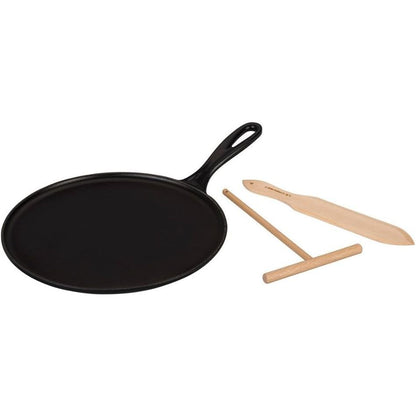 255061 - LE CREUSET Tigan për krepa prej gize, Ø 27 cm, i rrumbullakët, i përshtatshëm për të gjitha llojet e sobave, përfshirë induksionin, ngjyrë e zezë