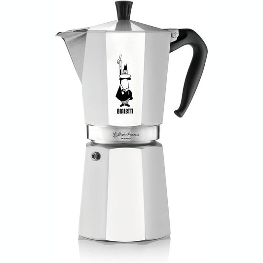 239507 - Bialetti Moka Express: Makina e kafesë për espresso, enë Moka me 12 gota (670ml), alumini, argjendi - Jo për induksion