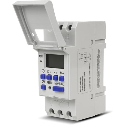 163765 - PANASONIC Panel i Shinave DIN GB104 ne Ngjyrat Jeshil dhe Blu, Kohëmatës Dixhital 16A, me Maksimum 240 Programe