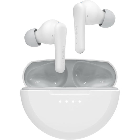 273402 - BELKIN KUFJE SoundForm Nano 2 Bluetooth për fëmijë me mikrofon të integruar, jetëgjatësi baterie 28 orë, kufizues vëllimi 85 dB, IPX5 rezistente ndaj ujit, të pajtueshme me iPhone, iPad, Galaxy, etj. – të bardha