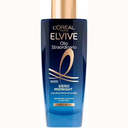 306705 - L'ORÉAL PARIS Elvive Extraordinary Oil Midnight Serum, 100 ml, për flokë të thatë, ushqyerje intensive me vaj të çmuar kamellia.