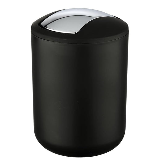 197855 - WENKO - Kosh Kozmetik Model Brasil S, Kapacitet 2 Litra, Kosh Mbeturinash për Banjë, Material Plastikë e Pathyeshme Pa BPA, Dimensione Ø 14 x 21 cm, i Zi