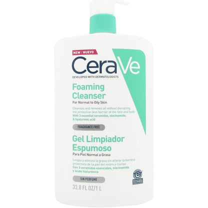 316346 - CERA VE Xhel Pastrues me Shkumë, 1000ml, Për Lëkurë Normale deri në të Yndyrshme, I Pasuruar me Ceramide, Niacinamidë dhe Acid Hialuronik
