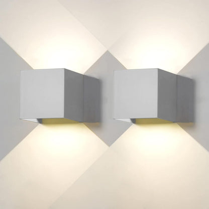 187285 - FUPE Llambë Muri me 2 copë, LED 12W 4000k, Gri, Shpenzime Katrori prej Alumini, Dizajn i Rregullueshëm Lart e Poshtë, IP65 e Papërshkueshme nga Uji, për përdorim të Jashtëm dhe të Brendshëm, Dritë Natyrale, i Lehtë për t'u Instaluar