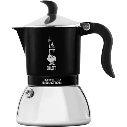 231815 - Bialetti Aparat kafeje me induksion Fiammetta, 2 gota (100 ml), i përshtatshëm për të gjitha llojat e sobave, i zi