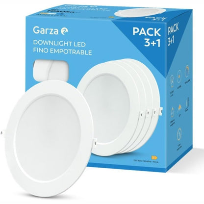223616 - GARZA Paketa 3+1 Dritë LED e Ngulitur në Tavan 18W, 6500k, Ø220x29mm, 120º, Dritë Tavani e Bardhë e Sheshtë