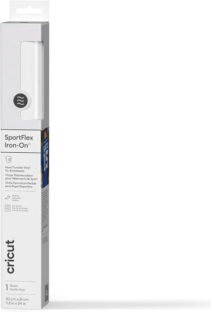 247272 - Cricut Vinil me Transferim Nxehtësie SportFlex, 28x60 cm, i Bardhë