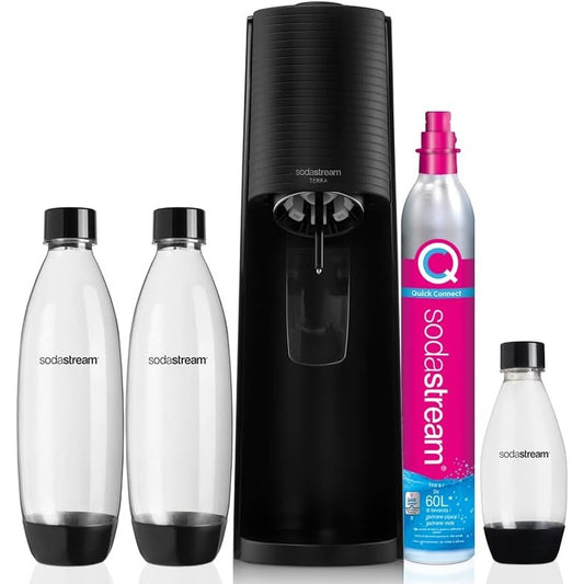 135088 - SODASTREAM Përgatitës për Pije Freskuese Terra Megapack QC, Ngjyra e Zezë, me 3 Shishe (Modeli: 2270214)