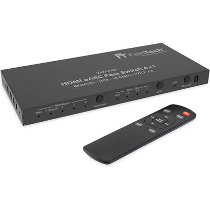 188686 - FEINTECH VAX04101A - Ndërprerës HDMI eARC 4x1, Ekstraktor Audio për eARC-Soundbar, 3 Mediaplayer dhe 1 Ekran, Sopoti 4K 60Hz, HDR, Dolby Vision, Dolby Atmos, DTS