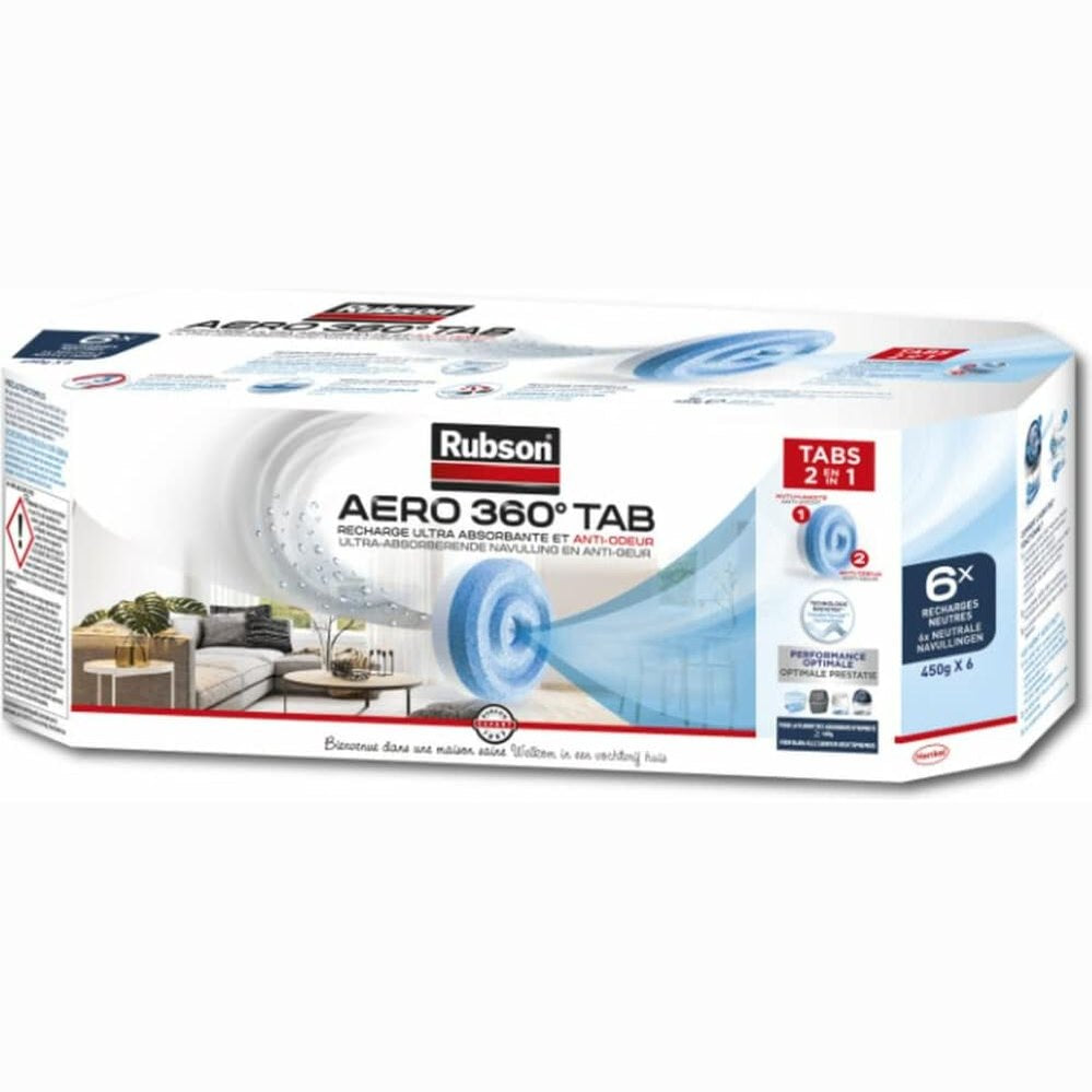 313603 - RUBSON AERO 360 TAB, Mbushje për Tharësin e Ajrit, Aromë Neutrale, 6 x 450g