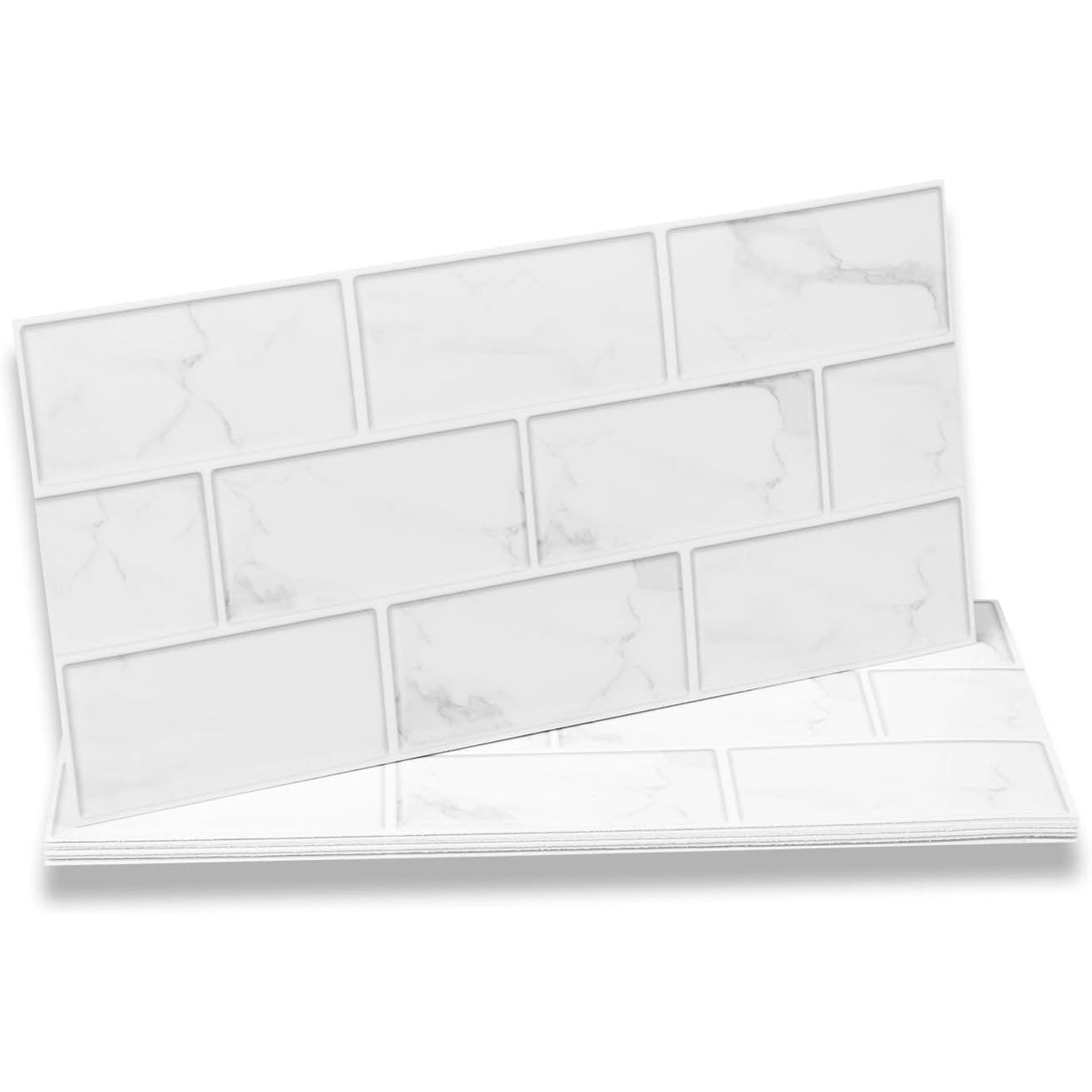 257559 - Fantasnight 12 copë ngjitëse pllakash të bardha për banjo dhe kuzhinë, 30 x 15 cm