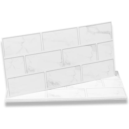 257559 - Fantasnight 12 copë ngjitëse pllakash të bardha për banjo dhe kuzhinë, 30 x 15 cm