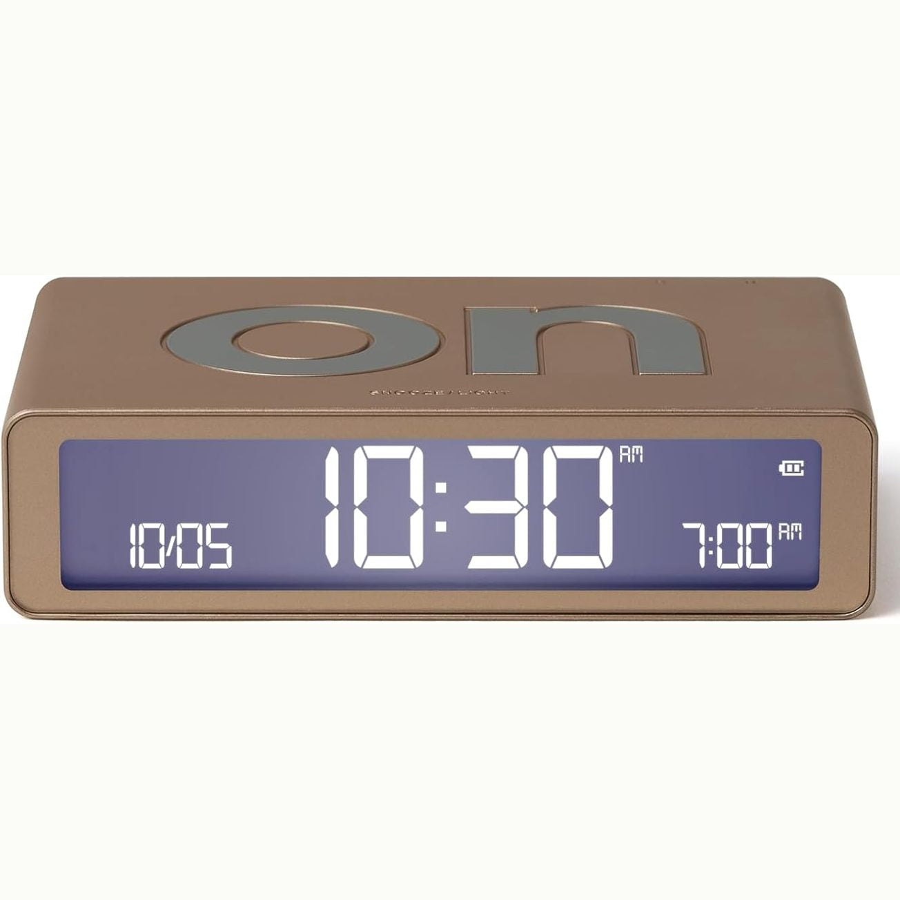183786 - LEXON Flip Classic Orë alarmi me ndriçim, funksion i kthyer ekrane ndezjeje/fikjeje, ekrane LCD, funksion shtyrjeje, dritë me prekje, rikarikueshme me USB-C - Ngjyrë Ari