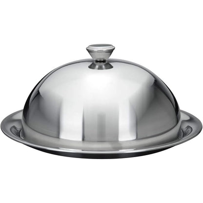 184181 - KOOPMANN INTERNATIONAL Dome për Djathë me Pjatë Servirjeje, Diametri 25 cm, Material Argjendtë