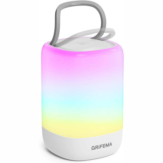 215817 - GRIFEMA Llambë nate me prekje e rikarikueshme, dritë nate RGB me errësim automatik, jetëgjatësi baterie 15-orëshe, kohëmatës 30-minutësh, USB-C, bazë anti-rrëshqitëse, modeli GD104