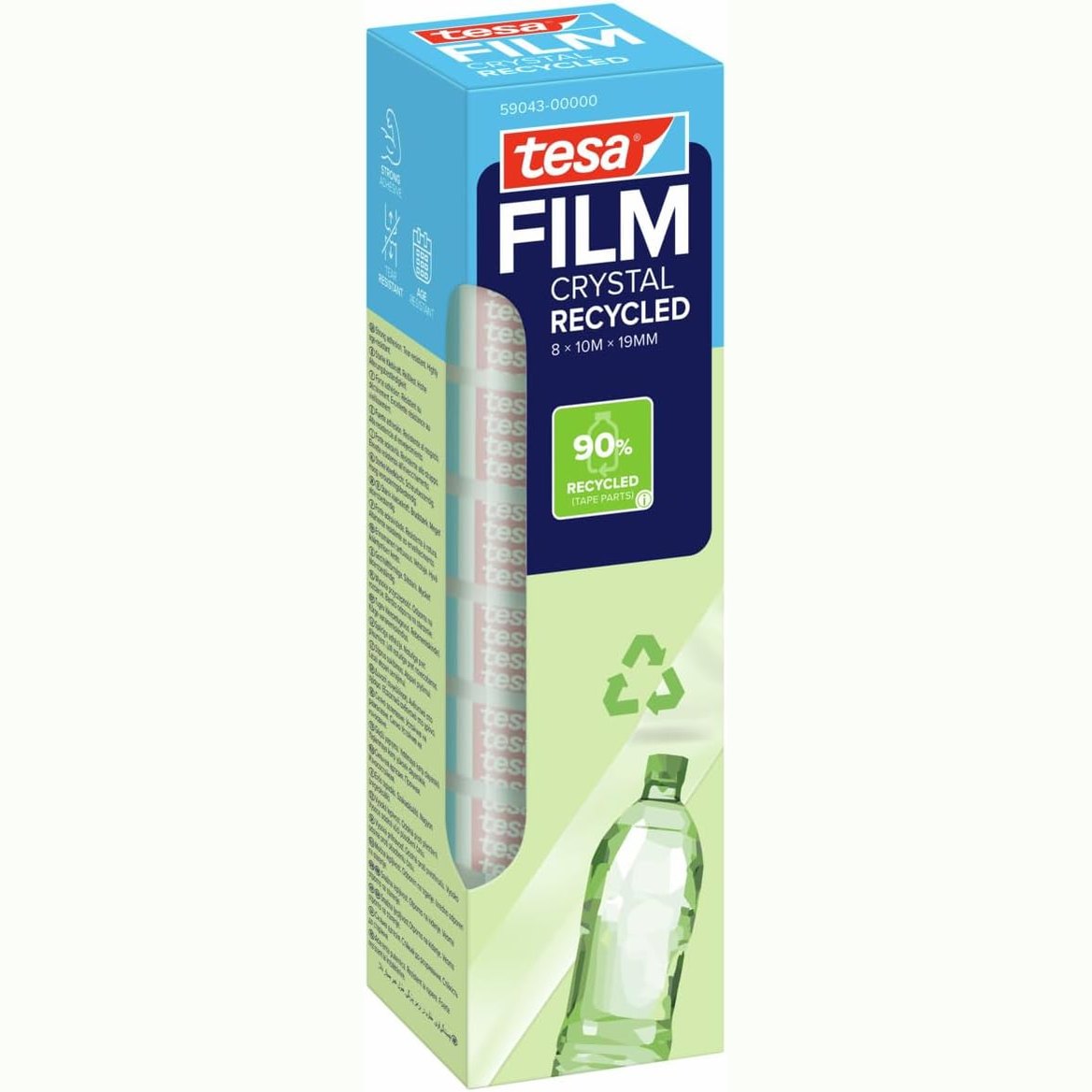 289331 - Shirit ngjitës shumë transparent tesa film CRYSTAL RECICLED, 8 rrotulla, 10 m x 19 mm