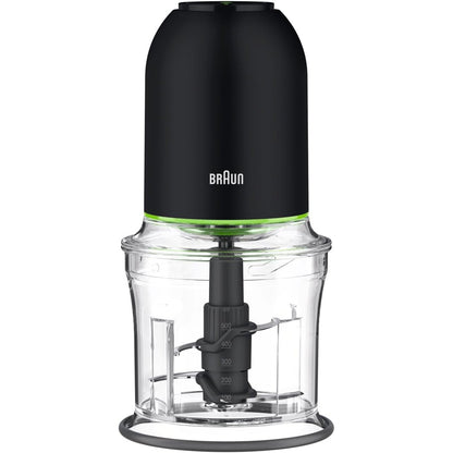 288322 - BRAUN Makinë copëtimi akulli MultiPractic 3 CH3011BK me 4 tehe çeliku inox, funksion me një shtypje, thërrmues akulli, i përshtatshëm për lavastovilje, 500W, i zi
