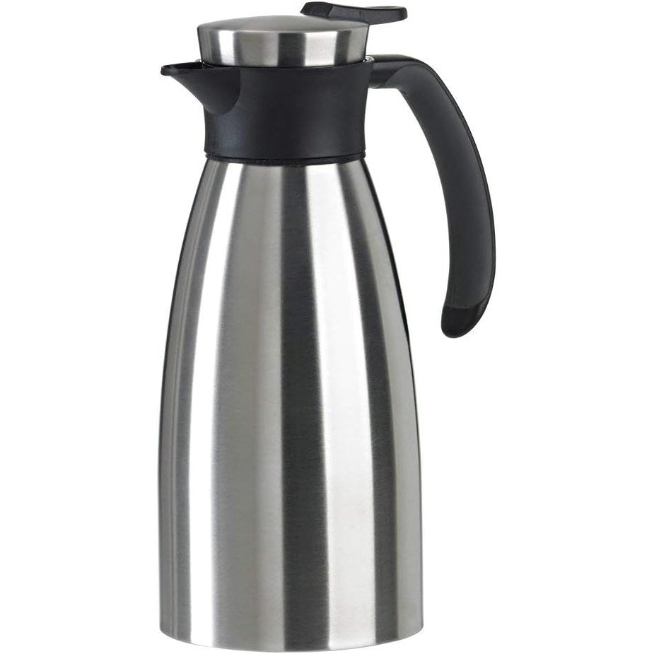 223032 - EMSAS - Karafë e izoluar me dorezë të butë, 1 litër, çelik inox, mban pijet të ngrohta për 12 orë + të ftohta për 24 orë, e papërshkueshme nga rrjedhjet, dorezë jo-rrëshqitëse, e zezë, 508932